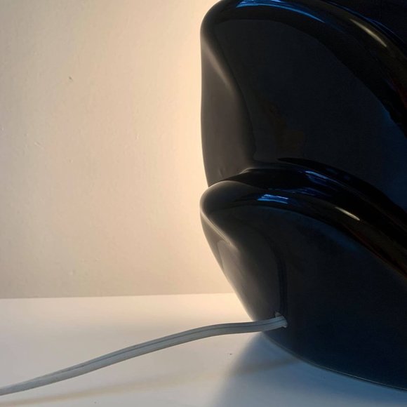 Mid Century Art Deco Wave Lamp in Black Glazed Ceramic - Picture 4 of 8